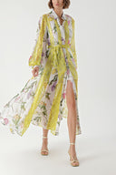 Yellow Lace detailed long shirt dress 94342