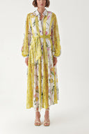 Yellow Lace detailed long shirt dress 94342