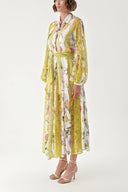 Yellow Lace detailed long shirt dress 94342