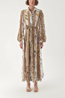 Khaki Lace detailed long shirt dress 94342