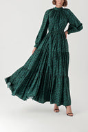 Green Pleated loose-fitting maxi dress 94343