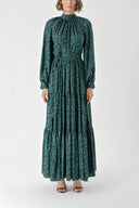 Green Pleated loose-fitting maxi dress 94343
