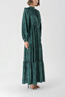 Green Pleated loose-fitting maxi dress 94343