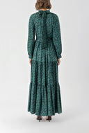 Green Pleated loose-fitting maxi dress 94343