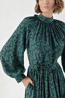 Green Pleated loose-fitting maxi dress 94343