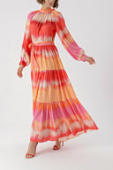 gradient Pleated loose-fitting maxi dress 94343