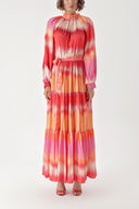 gradient Pleated loose-fitting maxi dress 94343