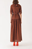 Brown Frilly long shirt dress 94347