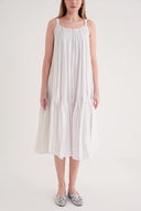 White Sleevless lace vual dress 94351