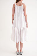 White Sleevless lace vual dress 94351