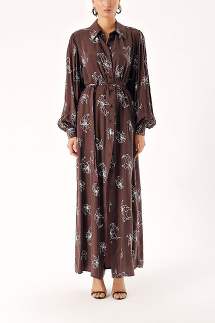 Brown Loose fit shirt dress 94356