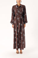 Brown Loose fit shirt dress 94356