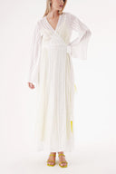 White Yellow Transparent lining double-breasted dress 94357