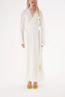 White Yellow Transparent lining double-breasted dress 94357