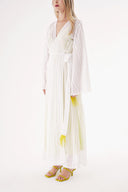 White Yellow Transparent lining double-breasted dress 94357