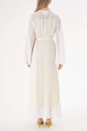 White Yellow Transparent lining double-breasted dress 94357