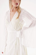 White Yellow Transparent lining double-breasted dress 94357