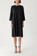Black Zipper detail loose-fitting dress 94362
