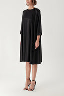Black Zipper detail loose-fitting dress 94362