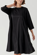 Black Zipper detail loose-fitting dress 94362