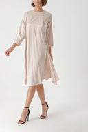 Beige Zipper detail loose-fitting dress 94362