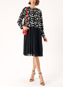 Black Pleated detail loose-fitting dress 94365