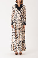 Beige Wide neck padded dress 94367