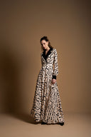 Beige Wide neck padded dress 94367