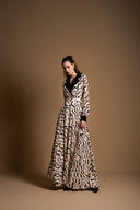 Beige Wide neck padded dress 94367