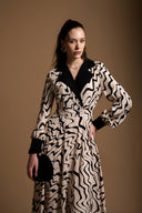 Beige Wide neck padded dress 94367