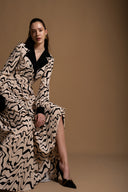 Beige Wide neck padded dress 94367