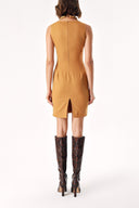 Beige Sleeveless tight mini dress 94382