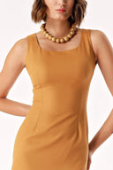 Beige Sleeveless tight mini dress 94382