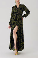 Black Green Belted casual shirt dress 94389