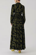 Black Green Belted casual shirt dress 94389