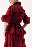 Sour Cherry Long shirt dress with openable back detail and elastic waist 94392