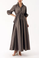 Gray Long shirt dress with openable back detail and elastic waist 94392