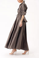 Gray Long shirt dress with openable back detail and elastic waist 94392