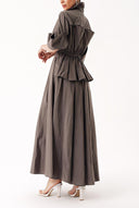 Gray Long shirt dress with openable back detail and elastic waist 94392