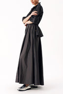Anthracite Long shirt dress with openable back detail and elastic waist 94392