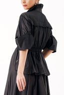 Anthracite Long shirt dress with openable back detail and elastic waist 94392