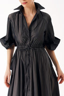 Anthracite Long shirt dress with openable back detail and elastic waist 94392