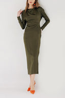 Khaki Padded body-hugging dress 94406
