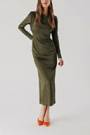 Khaki Padded body-hugging dress 94406