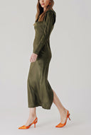 Khaki Padded body-hugging dress 94406