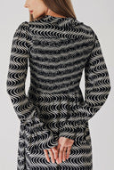 Black White Long dress with ruffle detail on sleeves and neckline 94413