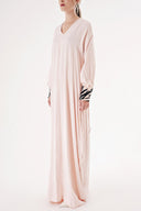 Pink Loose-cut belted long dress 94417