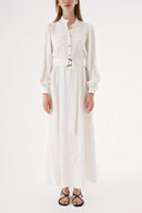 White Half-bell dress with pockets 94426