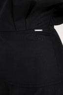 Black Flared sleeve, ribbon-detailed ruffled dress 94434