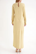 Yellow Double-breasted detailed slit midi dress 94448